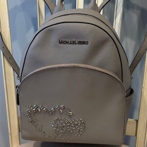 Michael Kors Abbey Heart Star Studded Backpack with Silver